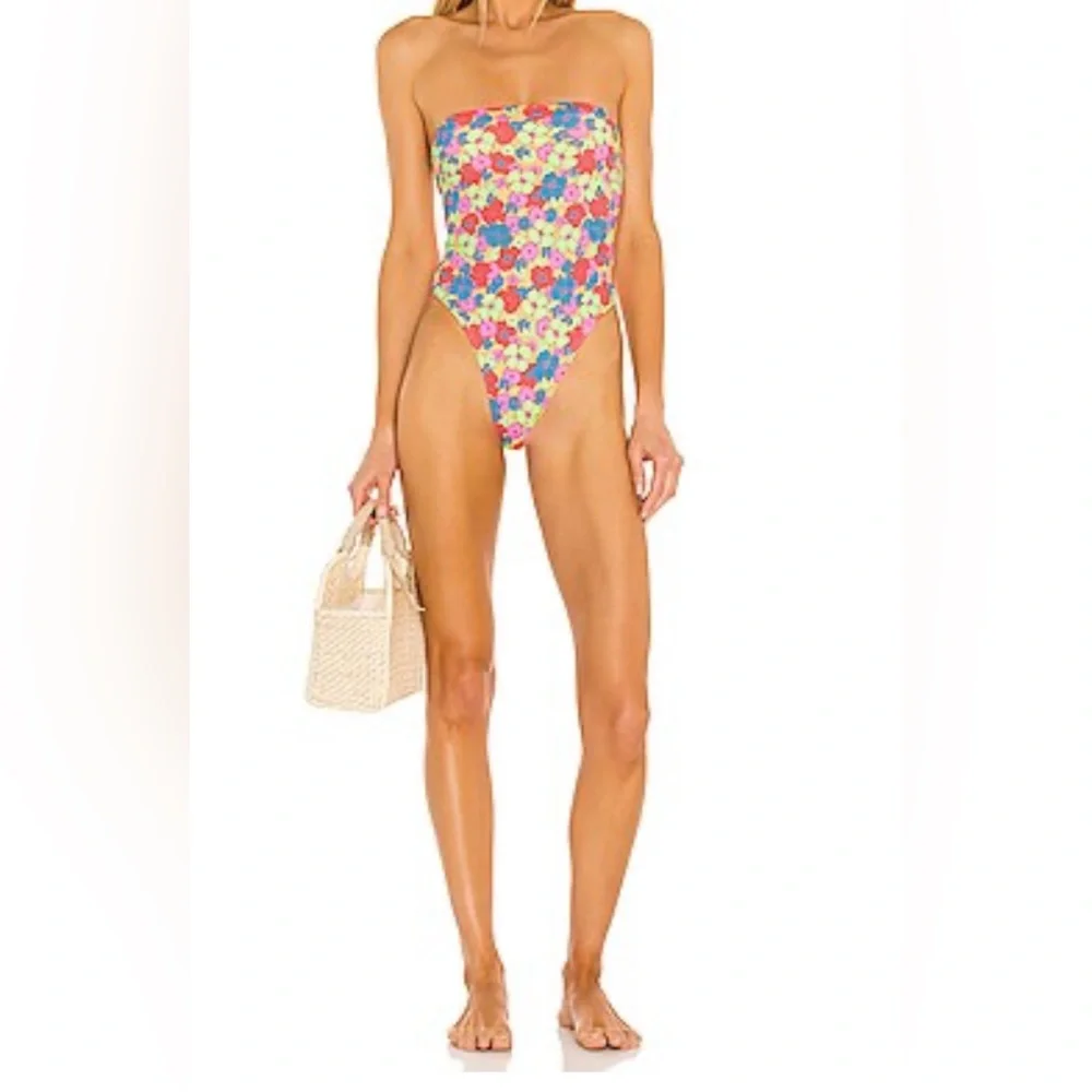 Frankies Bikinis Stella Printed One Piece Swimsuit Neon Floral Size XS NWOT